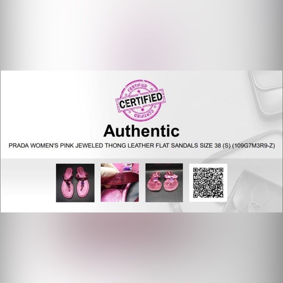 PRADA WOMEN'S PINK JEWELED THONG LEATHER FLAT SANDALS - Picture 10 of 10